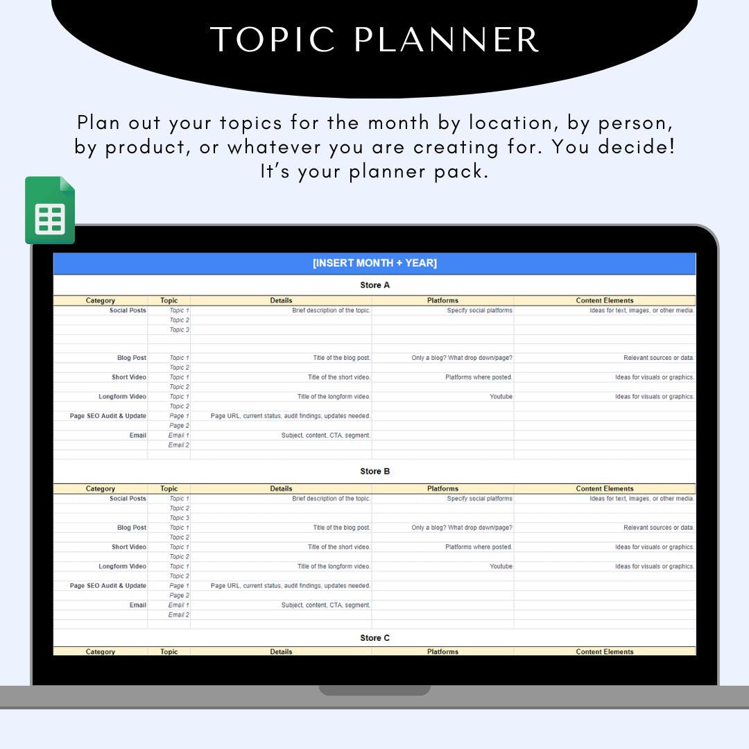 Monthly Content Calendar, Planner, Review Sheet | Request Approval On Content | Google Sheet Marketing Automation | Email Review